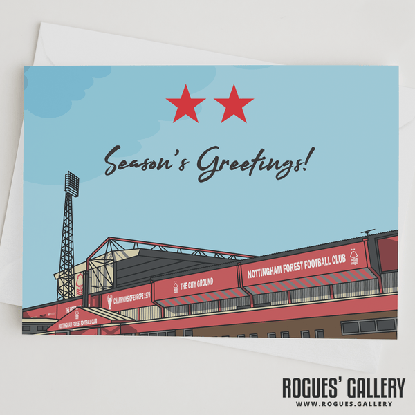 2 Stars above The City Ground - Car Park Version - Forest Greeting Cards