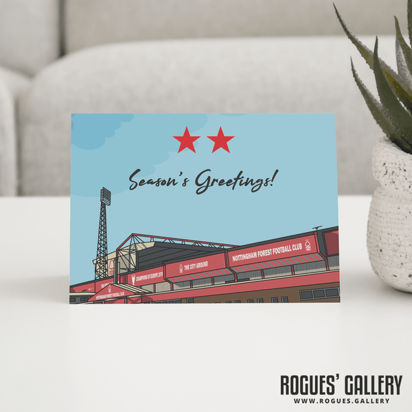 2 Stars above The City Ground - Car Park Version - Forest Greeting Cards