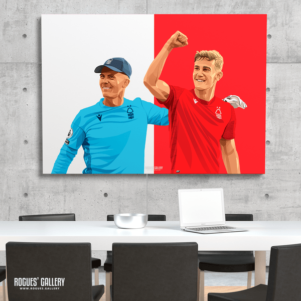 1-0 To The Nottingham - Ryan Yates & Dean Henderson celebrate victory over Liverpool - Nottingham Forest - A0, A1, A2 or A3 Red & White Prints