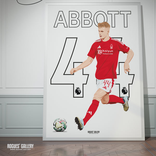 Zach Abbott - Nottingham Forest - A0, A1, A2 or A3 Premier League Name & Number Prints
