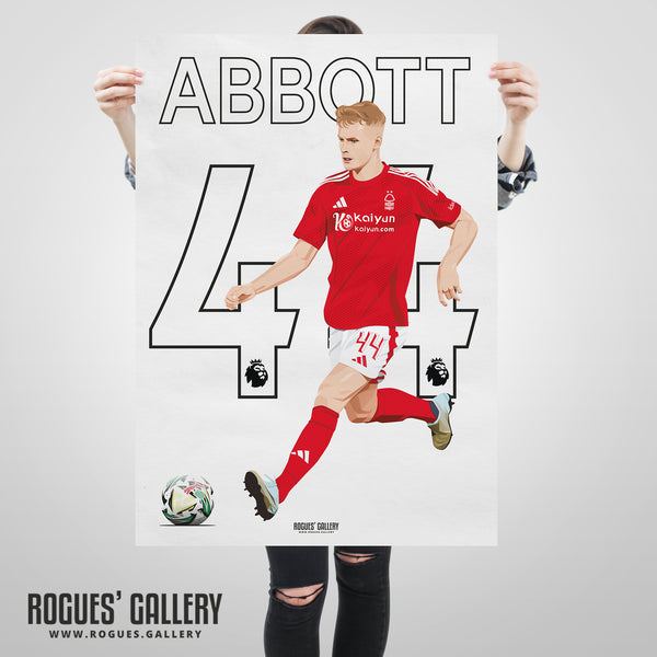 Zach Abbott - Nottingham Forest - A0, A1, A2 or A3 Premier League Name & Number Prints