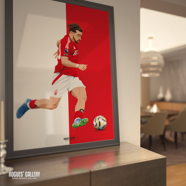 Jota Silva - Nottingham Forest - A0, A1, A2 or A3 Red & White Prints