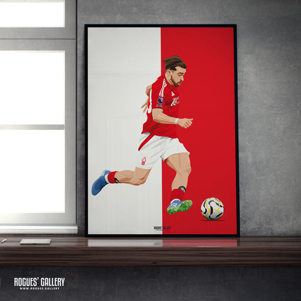 Jota Silva - Nottingham Forest - A0, A1, A2 or A3 Red & White Prints