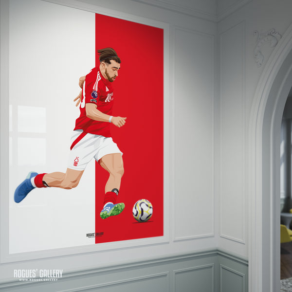 Jota Silva - Nottingham Forest - Signed A3 Red & White Prints