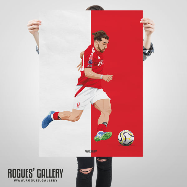 Jota Silva - Nottingham Forest - A0, A1, A2 or A3 Red & White Prints
