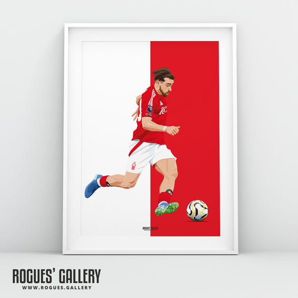 Jota Silva - Nottingham Forest - Signed A3 Red & White Prints
