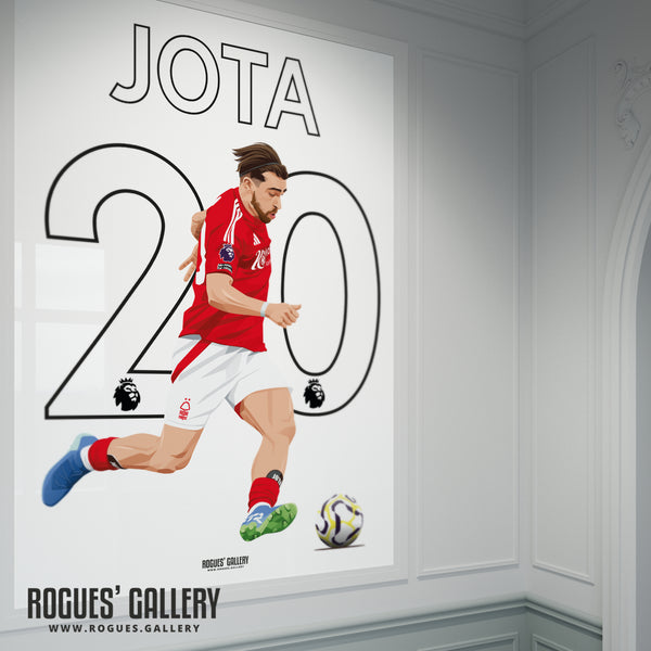 Jota Silva - Nottingham Forest - Signed A3 Premier League Name & Number Prints