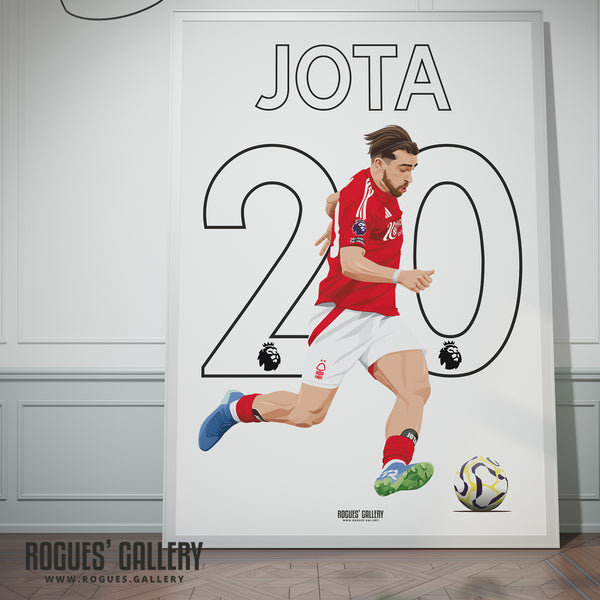 Jota Silva - Nottingham Forest - Signed A3 Premier League Name & Number Prints
