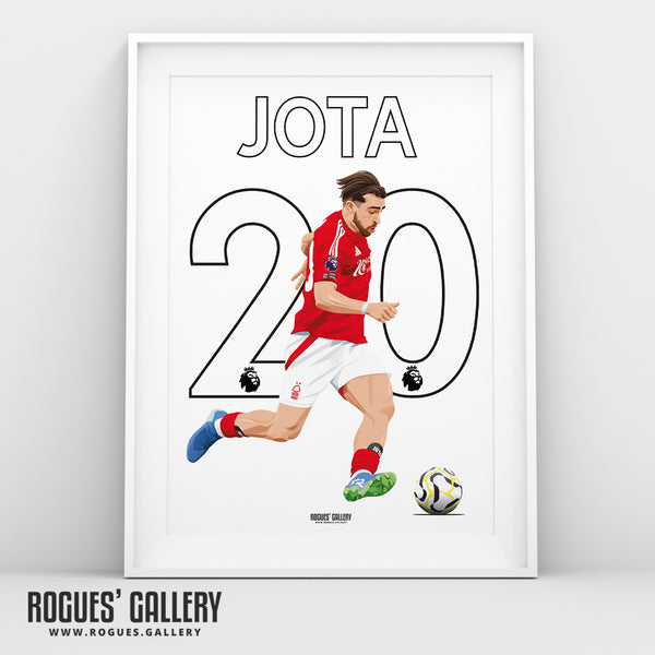 Jota Silva - Nottingham Forest - Signed A3 Premier League Name & Number Prints