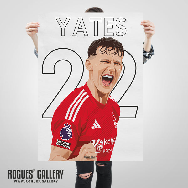 Ryan Yates - Nottingham Forest - Signed A3 Name & Number Prints