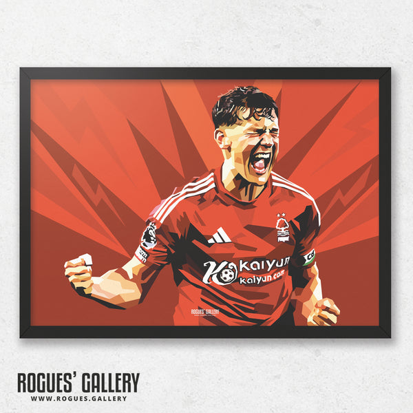 Peak Ryan Yates - Nottingham Forest - A0, A1, A2 or A3 Modern Art Prints