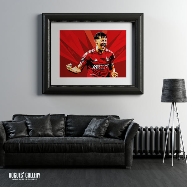 Peak Ryan Yates - Nottingham Forest - Signed A3 Modern Art Prints