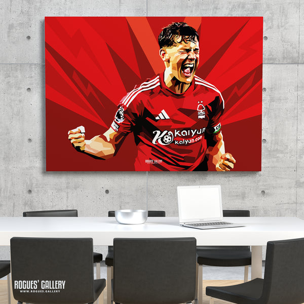 Peak Ryan Yates - Nottingham Forest - A0, A1, A2 or A3 Modern Art Prints
