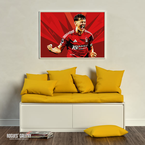 Peak Ryan Yates - Nottingham Forest - A0, A1, A2 or A3 Modern Art Prints