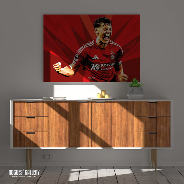 Peak Ryan Yates - Nottingham Forest - Signed A3 Modern Art Prints