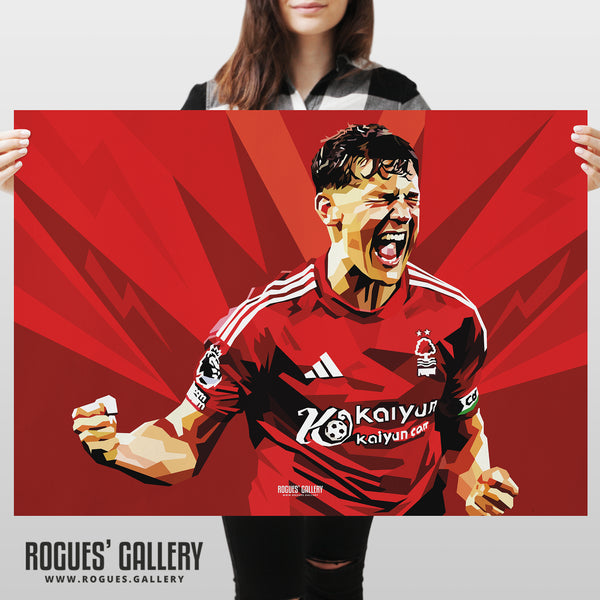 Peak Ryan Yates - Nottingham Forest - A0, A1, A2 or A3 Modern Art Prints