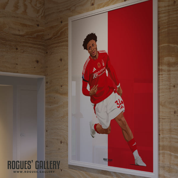 Ola Aina - Nottingham Forest - A0, A1, A2 or A3 Premier League Red & White Prints