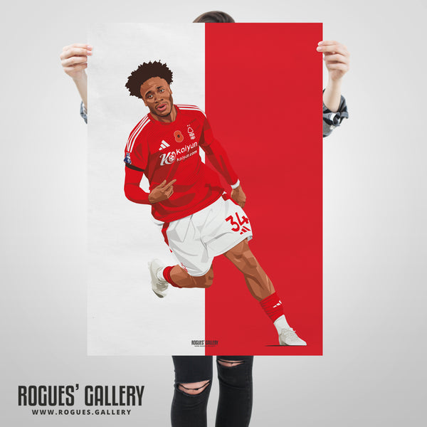 Ola Aina - Nottingham Forest - A0, A1, A2 or A3 Premier League Red & White Prints