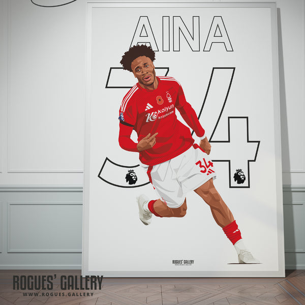Ola Aina - Nottingham Forest - A0, A1, A2 or A3 Premier League Name & Number Prints