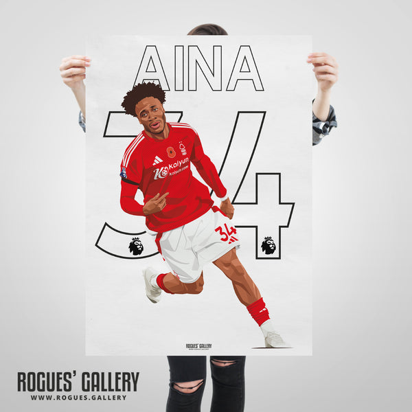 Ola Aina - Nottingham Forest - A0, A1, A2 or A3 Premier League Name & Number Prints