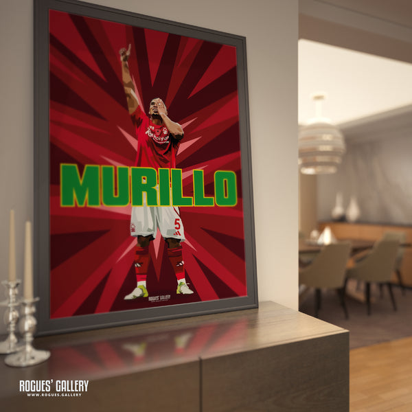 Murillo Celebrates - Nottingham Forest - A0, A1, A2 or A3 Prints
