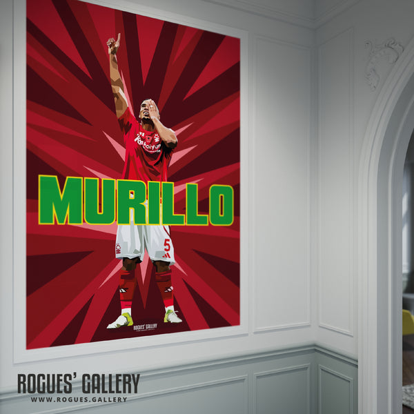 Murillo Celebrates - Nottingham Forest - A0, A1, A2 or A3 Prints