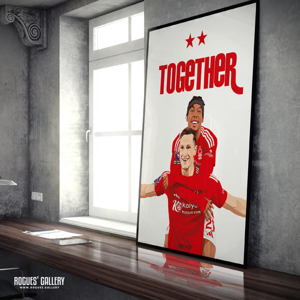Together: Woody & Elanga - Nottingham Forest - A0, A1, A2 or A3 Prints