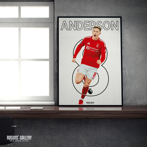 Elliot Anderson - Nottingham Forest - A0, A1, A2 or A3 Premier League Name & Number Prints