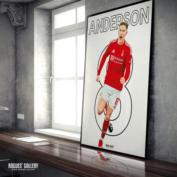 Elliot Anderson - Nottingham Forest - A0, A1, A2 or A3 Premier League Name & Number Prints