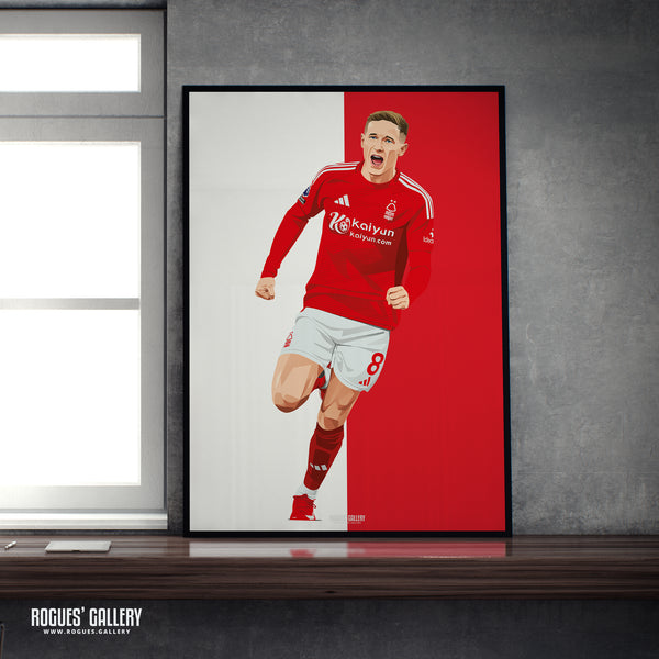 Elliot Anderson - Nottingham Forest - A0, A1, A2 or A3 Red & White Prints