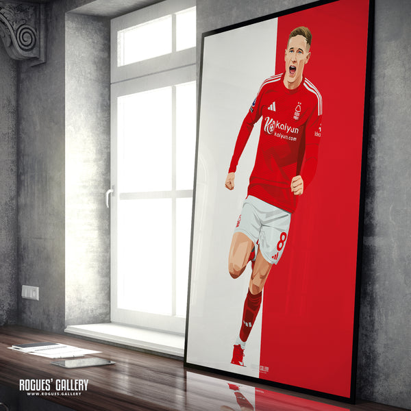 Elliot Anderson - Nottingham Forest - A0, A1, A2 or A3 Red & White Prints