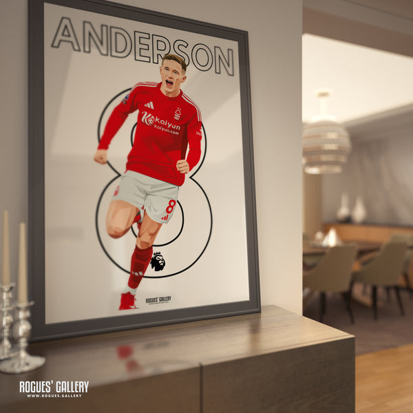 Elliot Anderson - Nottingham Forest - A0, A1, A2 or A3 Premier League Name & Number Prints