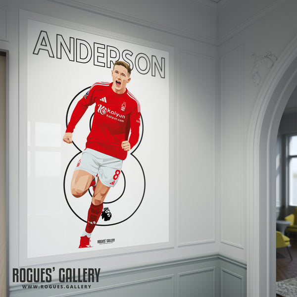 Elliot Anderson - Nottingham Forest - A0, A1, A2 or A3 Premier League Name & Number Prints