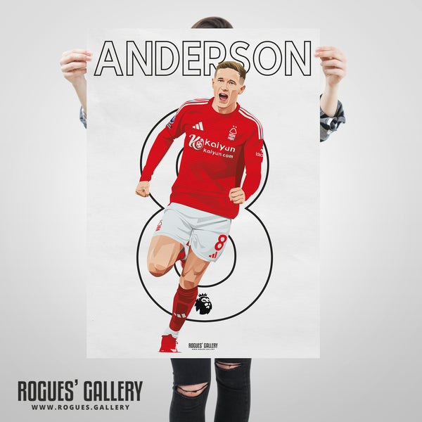 Elliot Anderson - Nottingham Forest - A0, A1, A2 or A3 Premier League Name & Number Prints