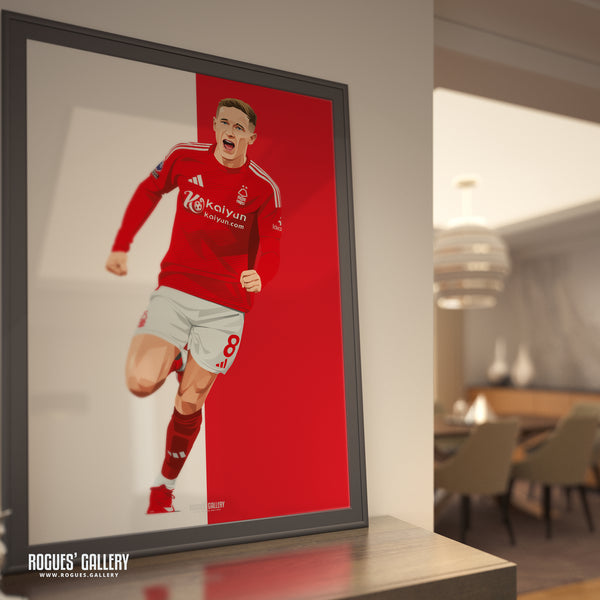 Elliot Anderson - Nottingham Forest - A0, A1, A2 or A3 Red & White Prints