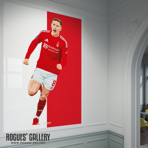 Elliot Anderson - Nottingham Forest - A0, A1, A2 or A3 Red & White Prints