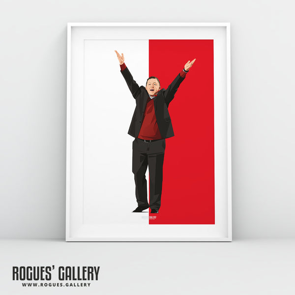 Billy Davies Celebrates - Former Nottingham Forest Manager - Signed A3 Prints
