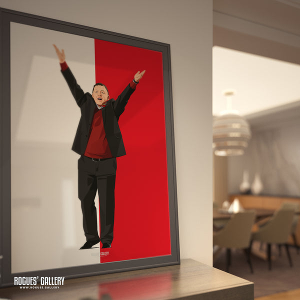 Billy Davies Celebrates - Former Nottingham Forest Manager - Signed A3 Prints