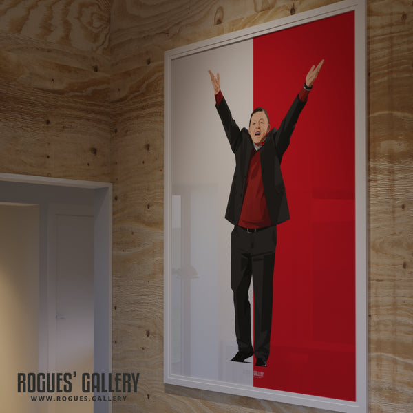 Billy Davies Celebrates - Former Nottingham Forest Manager - Signed A3 Prints