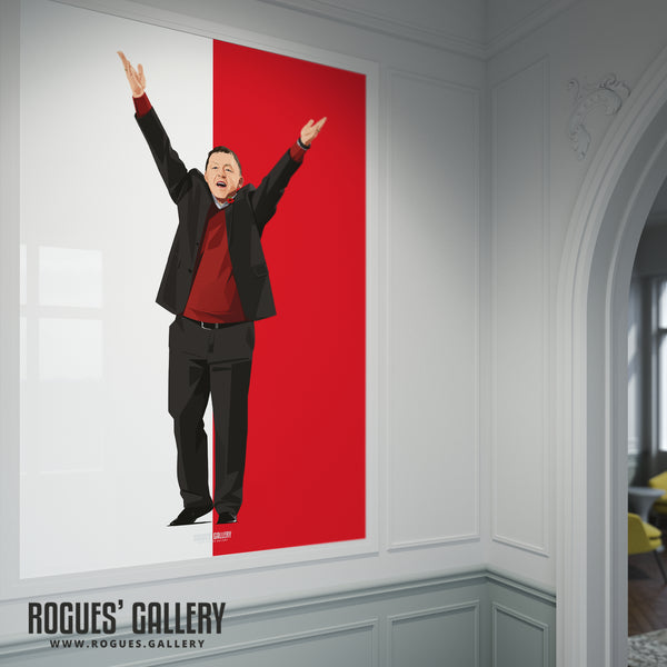 Billy Davies Celebrates - Former Nottingham Forest Manager - Signed A3 Prints
