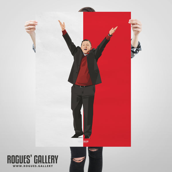 Billy Davies Celebrates - Former Nottingham Forest Manager - Signed A3 Prints