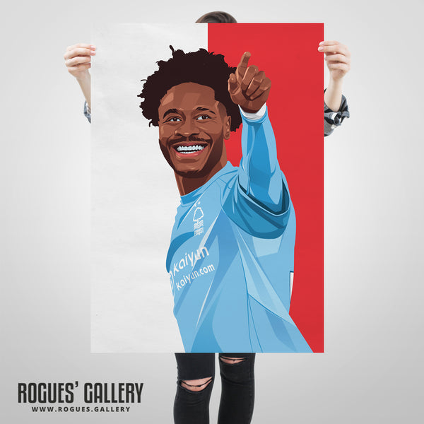 Ola Aina - 2025 - Nottingham Forest - Signed A3 Red & White Prints