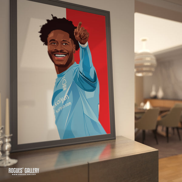 Ola Aina - 2025 - Nottingham Forest - A0, A1, A2 or A3 Red & White Prints