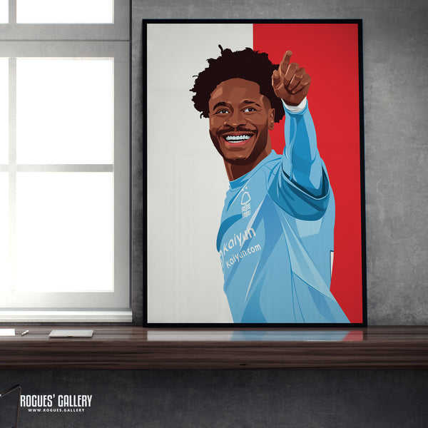 Ola Aina - 2025 - Nottingham Forest - A0, A1, A2 or A3 Red & White Prints