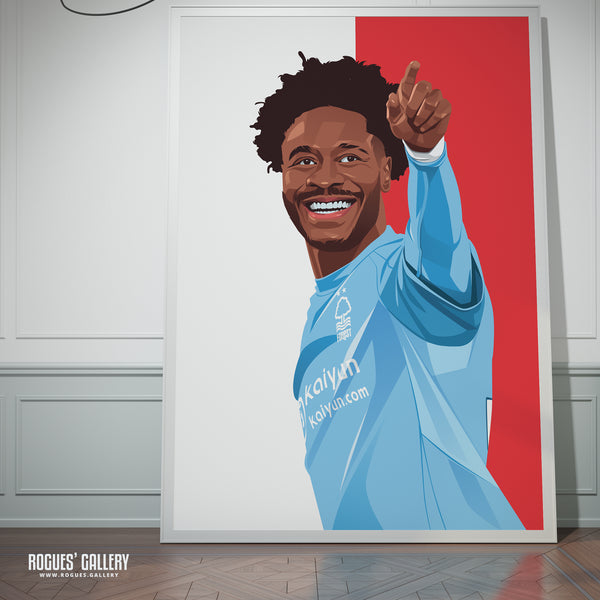 Ola Aina - 2025 - Nottingham Forest - Signed A3 Red & White Prints