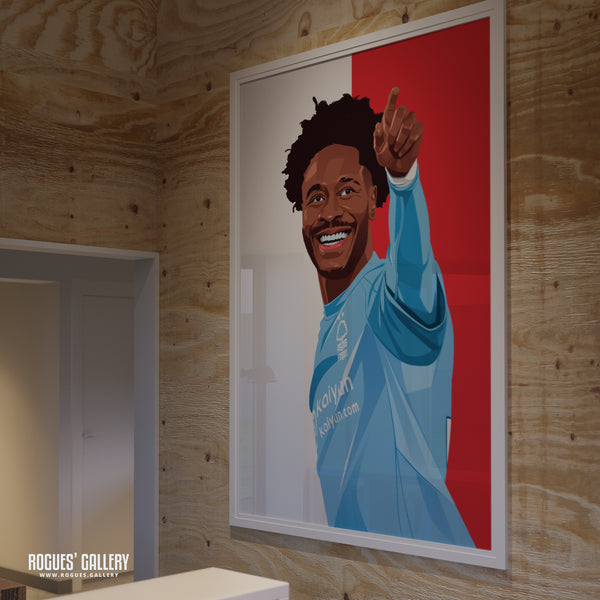 Ola Aina - 2025 - Nottingham Forest - A0, A1, A2 or A3 Red & White Prints