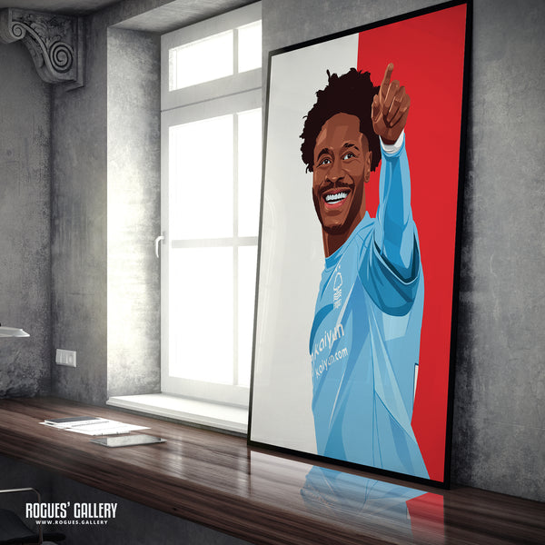 Ola Aina - 2025 - Nottingham Forest - Signed A3 Red & White Prints