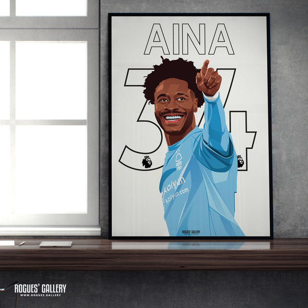Ola Aina - 2025 - Nottingham Forest - Signed A3 Premier League Name & Number Prints