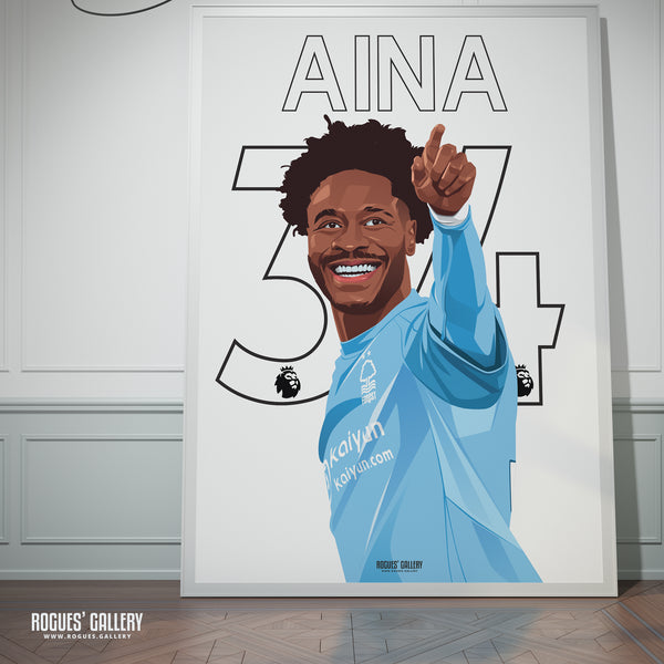 Ola Aina - 2025 - Nottingham Forest - A0, A1, A2 or A3 Premier League Name & Number Prints