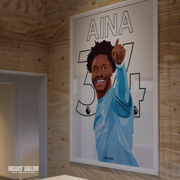 Ola Aina - 2025 - Nottingham Forest - Signed A3 Premier League Name & Number Prints